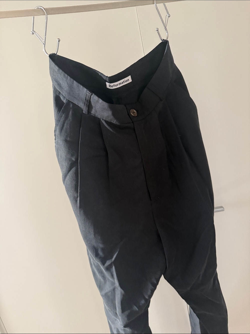 Reformation Black High-Rise Relaxed Trousers